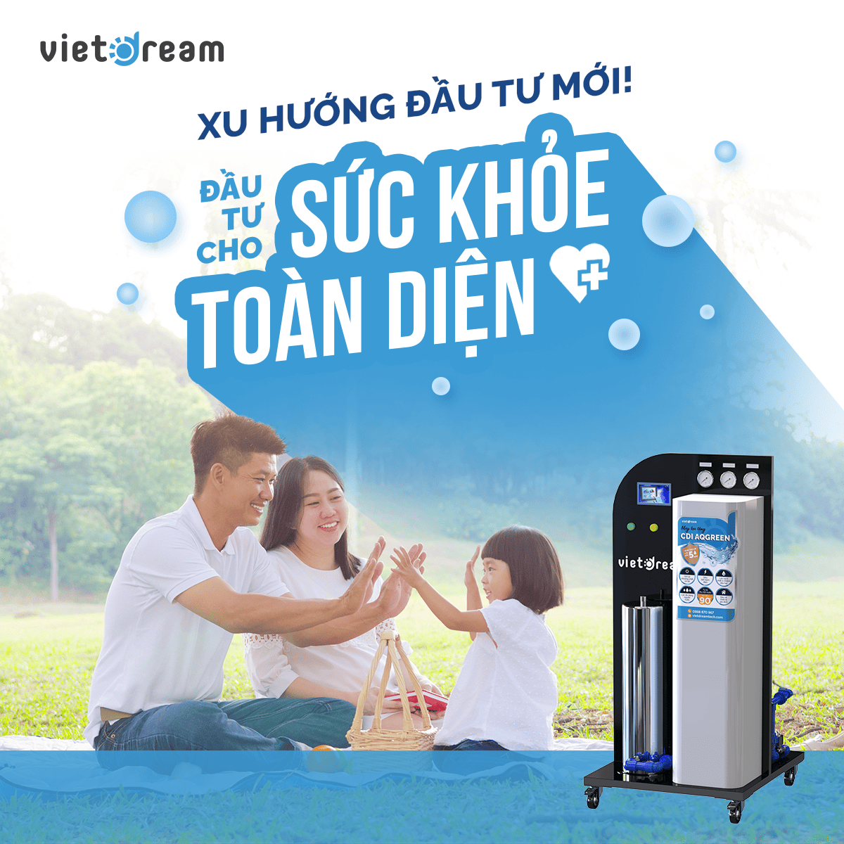 Xu hướng đầu tư mới cho sức khỏe toàn diện - Máy lọc tổng CDI AQGreen